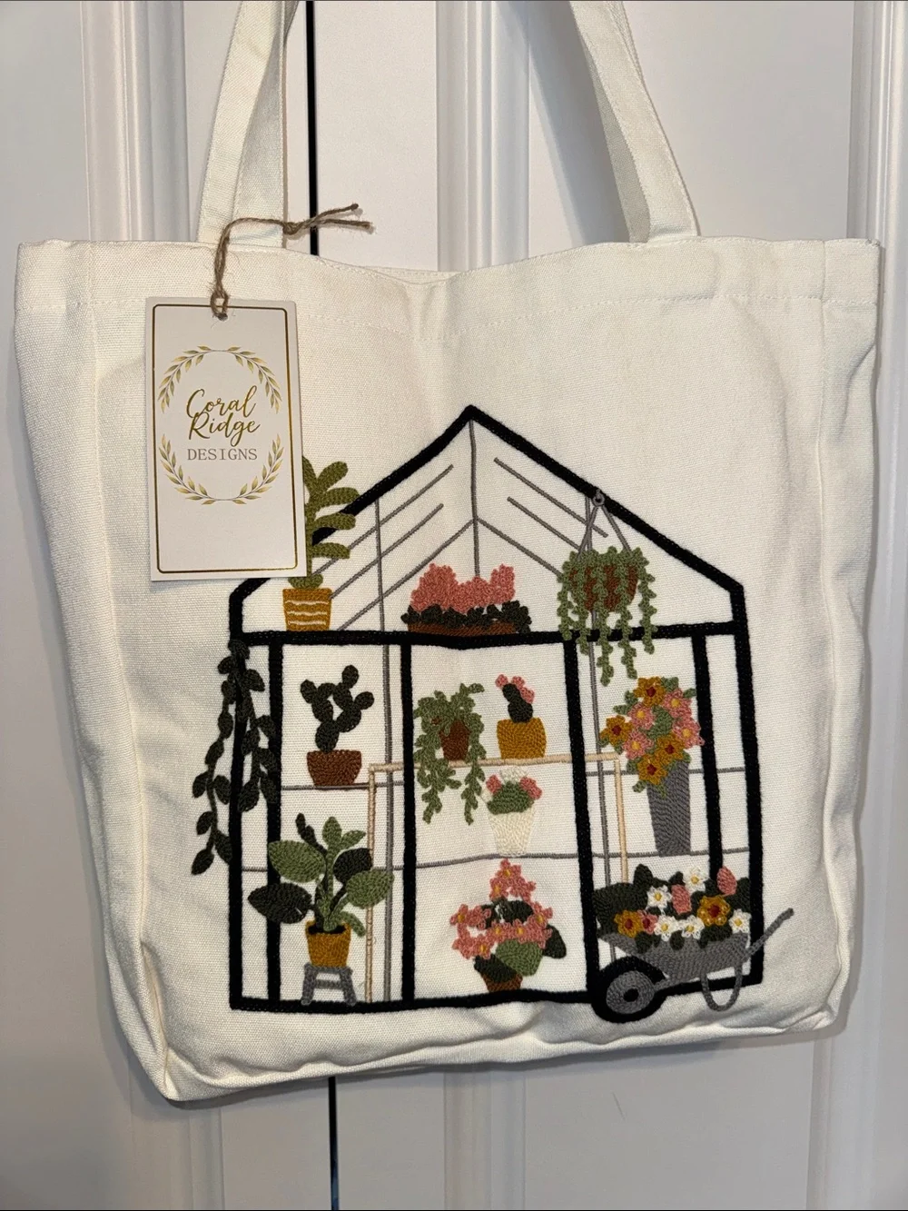 Coral Designs Embroidered Canvas Tote Bag